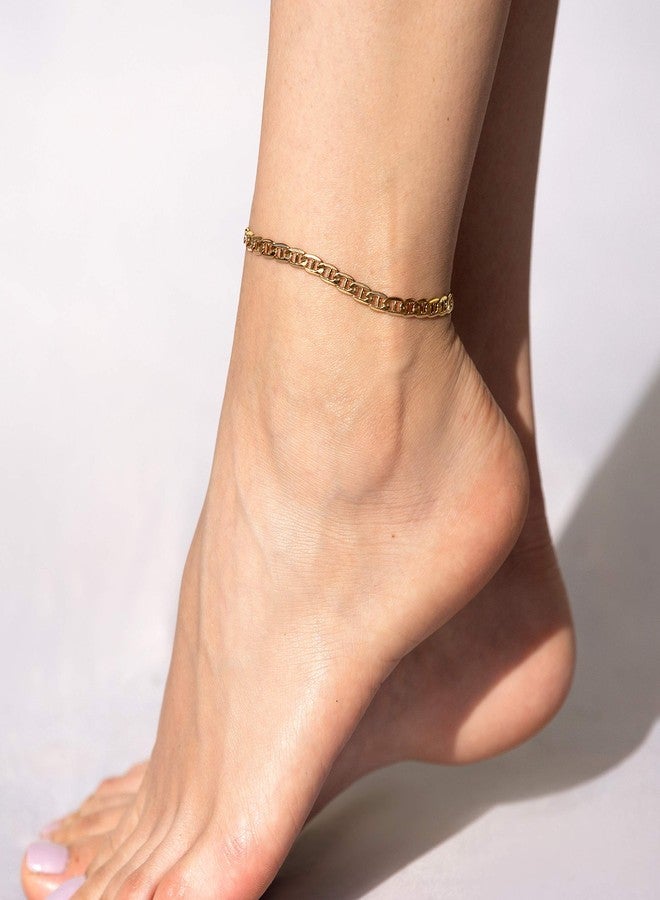 LIFETIME JEWELRY 5mm Mariner Link Anklet for Women & Girls 24k Gold Plated Bracelet (11) - Image 4