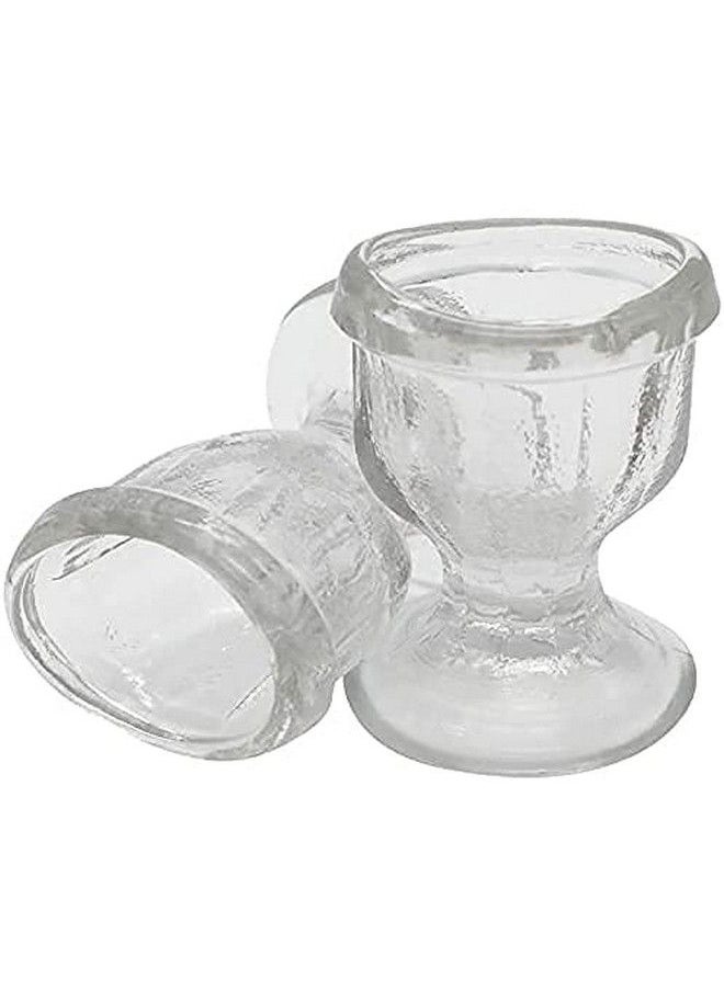 HEALTHANDWEALTH - Glass Eye Wash Cup For Keep Your Eyes Clean And Healthy ; Soothing Relief From Allergens Irritants Makeup Dust Dry Eyes ; Eye Shaped Rim Snug Fit Set Of 2 (Transparent) - Image 1