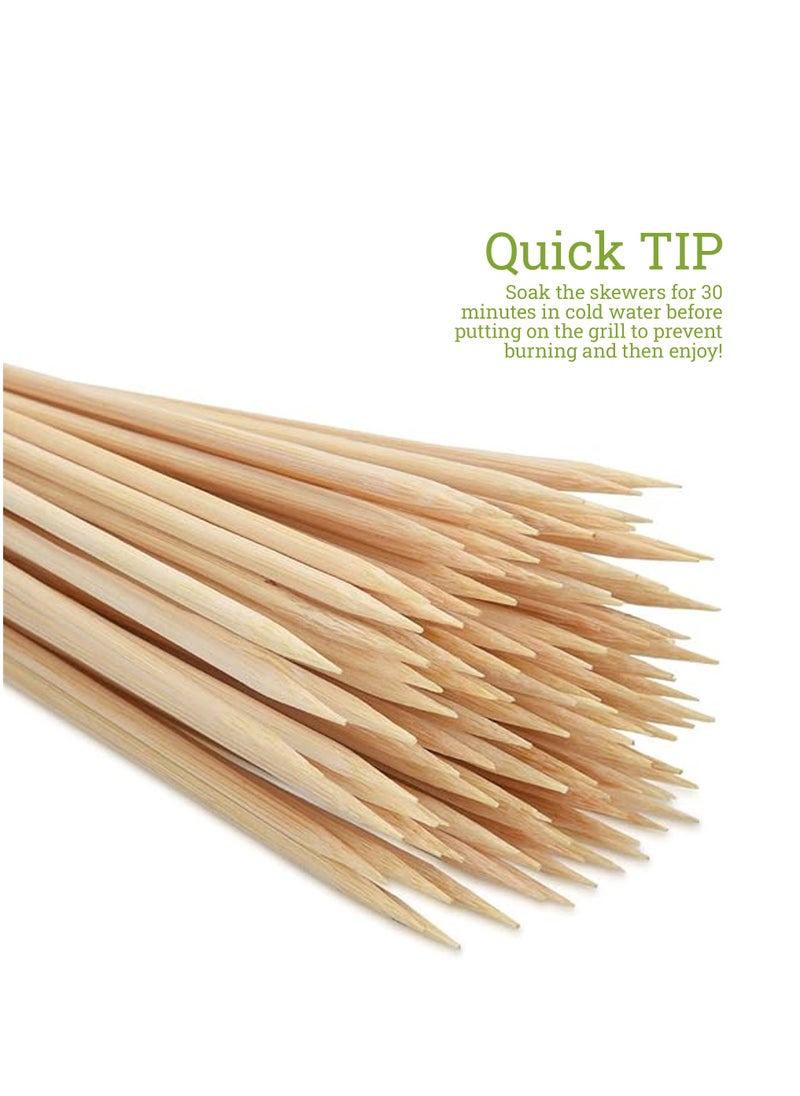 HOT GRILL Natural Bamboo Wooden Skewers/BBQ Sticks Set of 100 Pcs  (8 inches, 3 mm Thickness) for Kabab, Chicken, Paneer Tikka, Fruits Salad, Ideal for Barbeque and Grilling  - Image 4