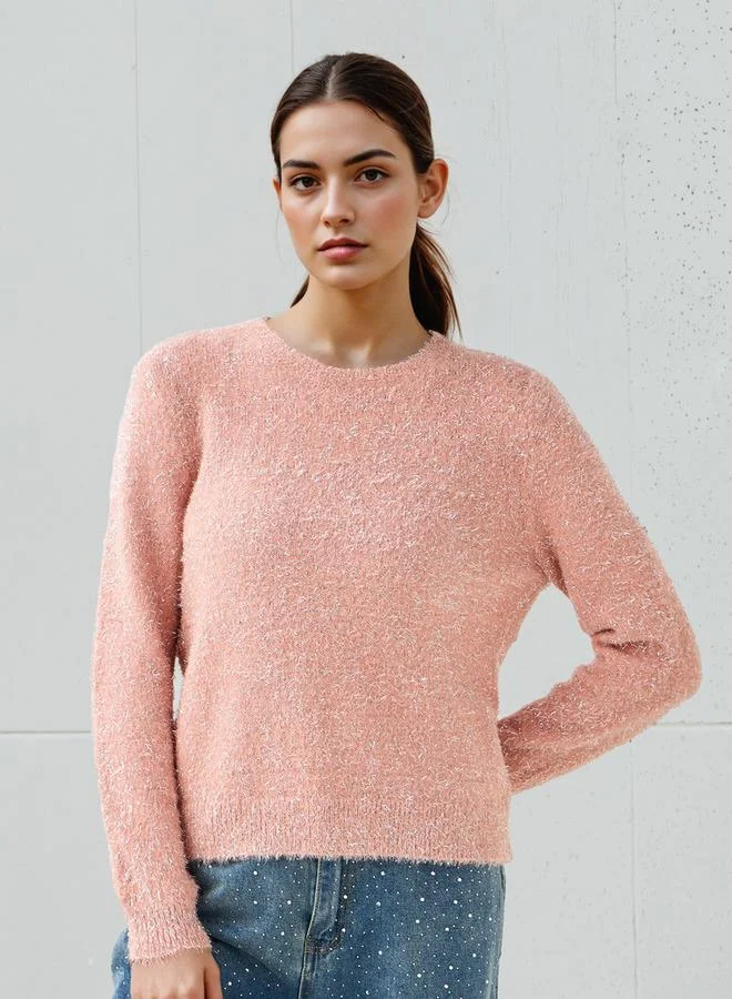 2Xtremz 2Xtremz Lurex Fuzzy Sweater with Long Sleeves