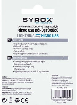 Syrox DT15 Micro Usb Apple iPhone Compatible Lightning Converter  - Image 2