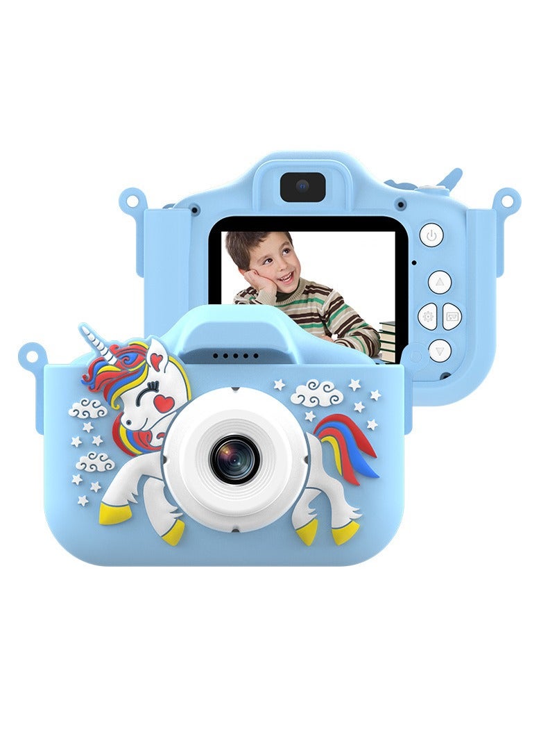 AROAQ Children's Camera Toy, HD 1080p Shockproof Children Video Camera, Anti-fall Portable Camera Toy, Multiple Functions Digital Camera For Girls Boys,(Blue-Unicorn-HD Dual Lens (No Memory Card)) - Image 1