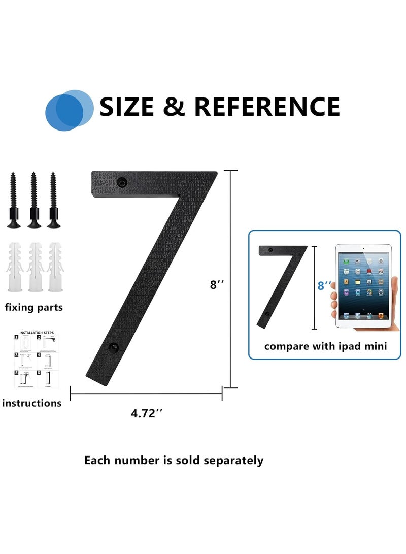 رات سو 8 بوصة أرقام البيت العائم لخارج أسود كبير مضاد للصدأ رقم المنزل مع الأظافر مجموعة وقالب سهل أن يتم خيانه لعنوان البيت الخارجي شارع بوابة الجراج المزرعة رقم 7. - Image 3