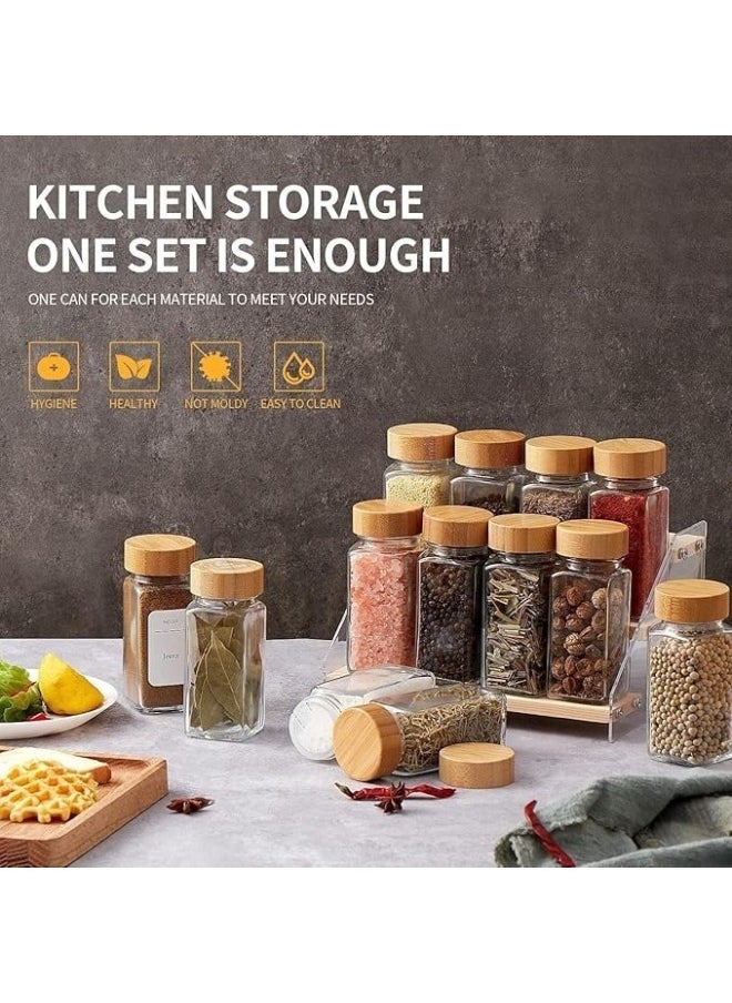 FALMER - 24 Pack of 120ml Glass Spice Jars with Bamboo Lids - Complete Spice Organizer Set with Labels, Funnel and Cleaning Brush - Image 1