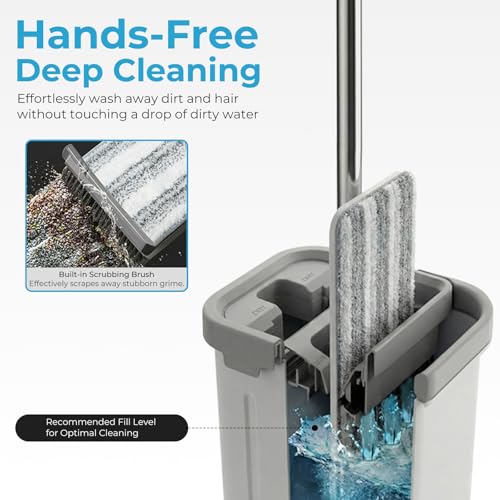 TrueYee Mop and Bucket Set, Floor Mop and Bucket with Wringer Set, Wet and Dry Mop for Hardwood Floors, Vinyl, Tile, Baseboards and Walls (4 Washable Microfiber Pads Included) - Image 5