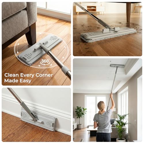 TrueYee Mop and Bucket Set, Floor Mop and Bucket with Wringer Set, Wet and Dry Mop for Hardwood Floors, Vinyl, Tile, Baseboards and Walls (4 Washable Microfiber Pads Included) - Image 3