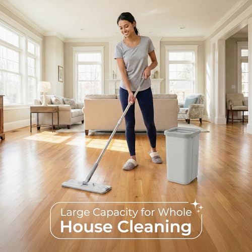 TrueYee Mop and Bucket Set, Floor Mop and Bucket with Wringer Set, Wet and Dry Mop for Hardwood Floors, Vinyl, Tile, Baseboards and Walls (4 Washable Microfiber Pads Included) - Image 2