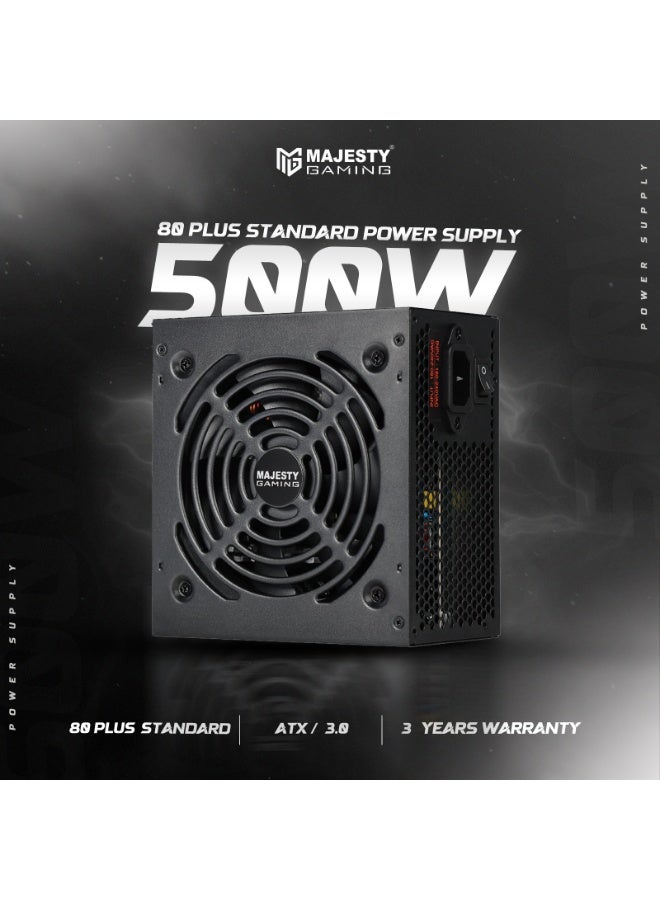 ماجيستي مزود طاقة من ماجيستي باور سبلاي 500 واط غير معياري منخفض الضوضاء يدعم ATX - مكثفات 105 درجة مئوية - كفاءة 80+ - أسود - ضمان 3 سنوات - Image 2
