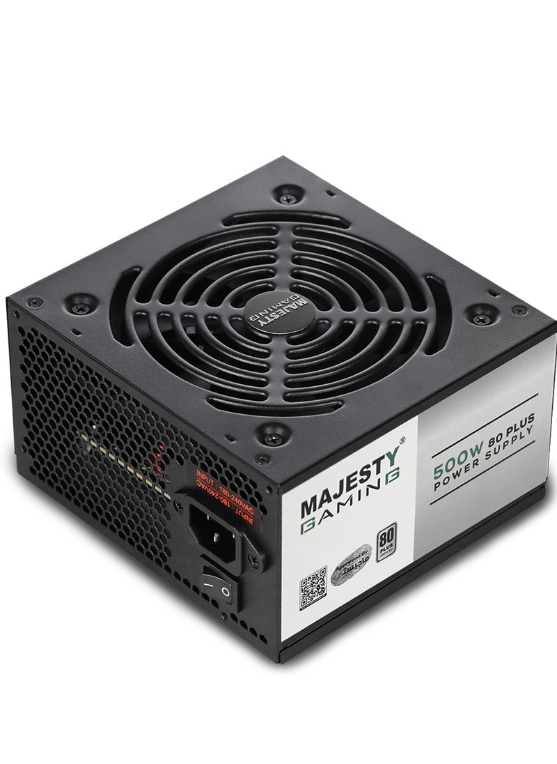 Majesty Majesty 500W 80 Plus Non-Modular Low Noise ATX 500W Power Supply - UK - Black  - Image 1