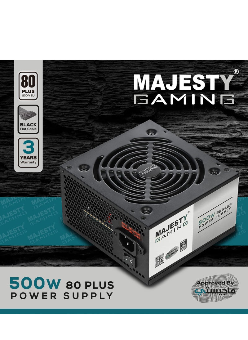 Majesty Majesty 500W 80 Plus Non-Modular Low Noise ATX 500W Power Supply - UK - Black  - Image 2