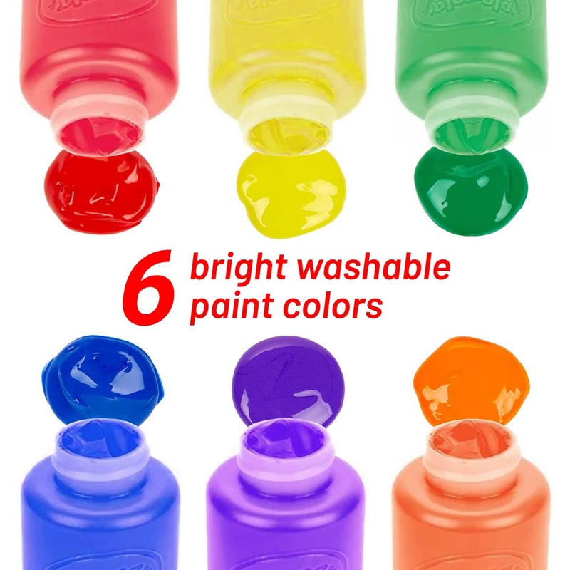 The Mega Deals Kids Painting Set, Washable Paint for Kids 6 Colors, Painting Smock, Non Toxic Tempera Paint 2 oz Each, Paints for Toddlers Art, Craft, Home Finger Paints Projects Gifting Bundle - Image 3