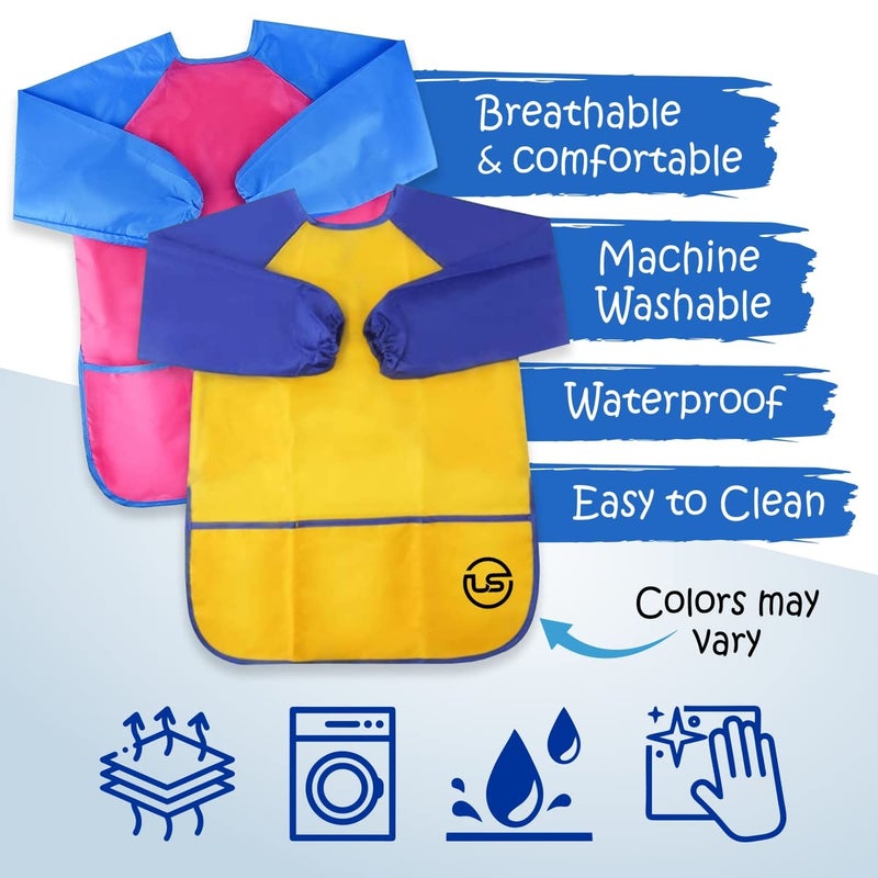 The Mega Deals Kids Painting Set, Washable Paint for Kids 6 Colors, Painting Smock, Non Toxic Tempera Paint 2 oz Each, Paints for Toddlers Art, Craft, Home Finger Paints Projects Gifting Bundle - Image 2