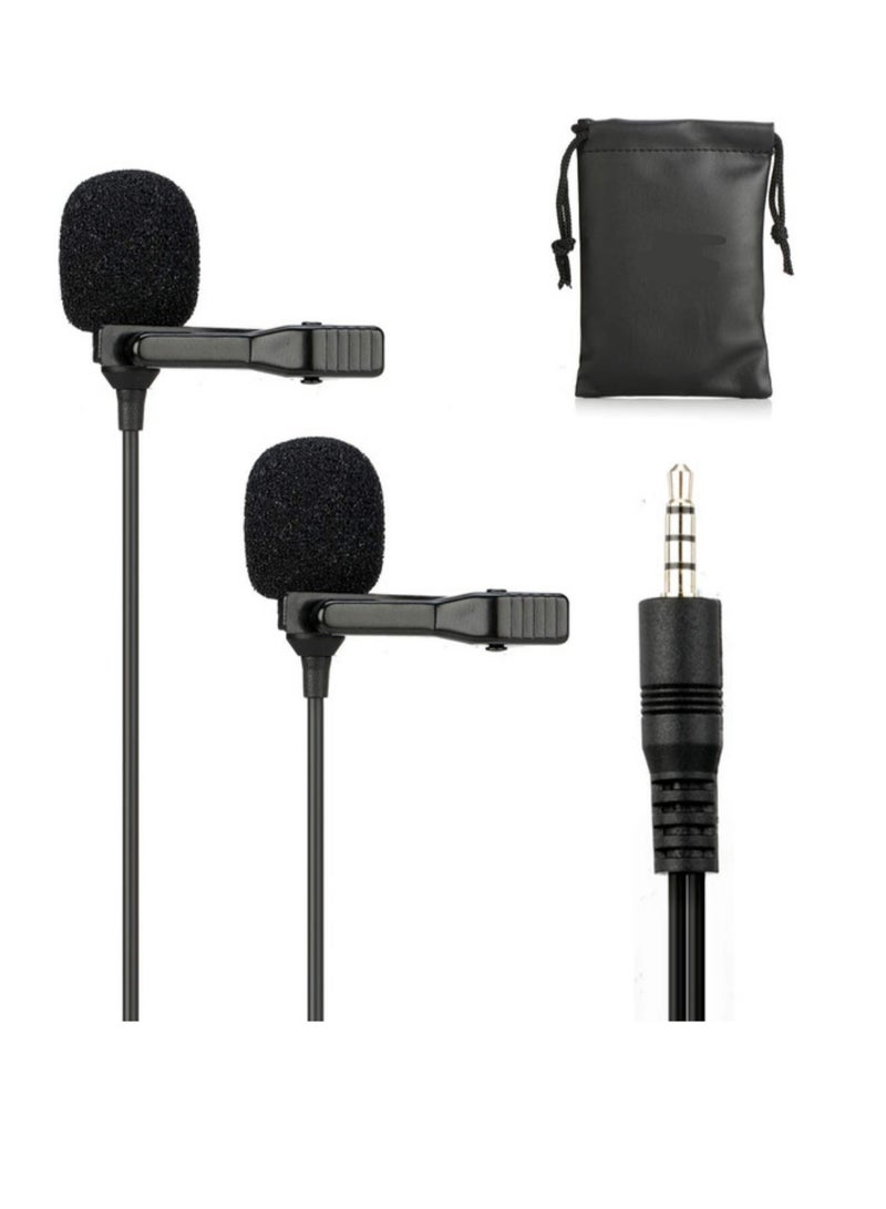 Dual Lavalier Microphone with Multi-Directional Clip – Compatible with Apple, iPhone, Android & PC for YouTube, Interviews, Video Calls & Podcasts  - Image 1