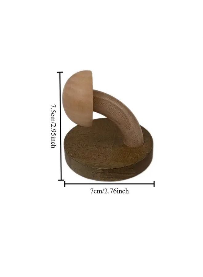 خطاف حائط فطر خشبي بلون طبيعي، معلق بدون حفر للمعاطف والقبعات والمفاتيح والحقائب، رف تخزين ريفي للمنازل الريفية - Image 3