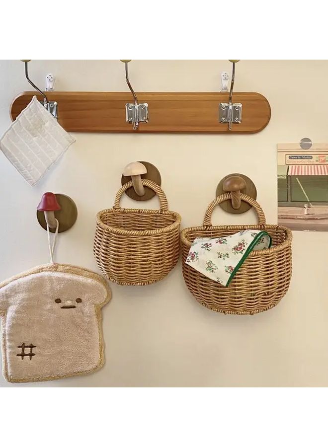 خطاف حائط فطر خشبي بلون طبيعي، معلق بدون حفر للمعاطف والقبعات والمفاتيح والحقائب، رف تخزين ريفي للمنازل الريفية - Image 4