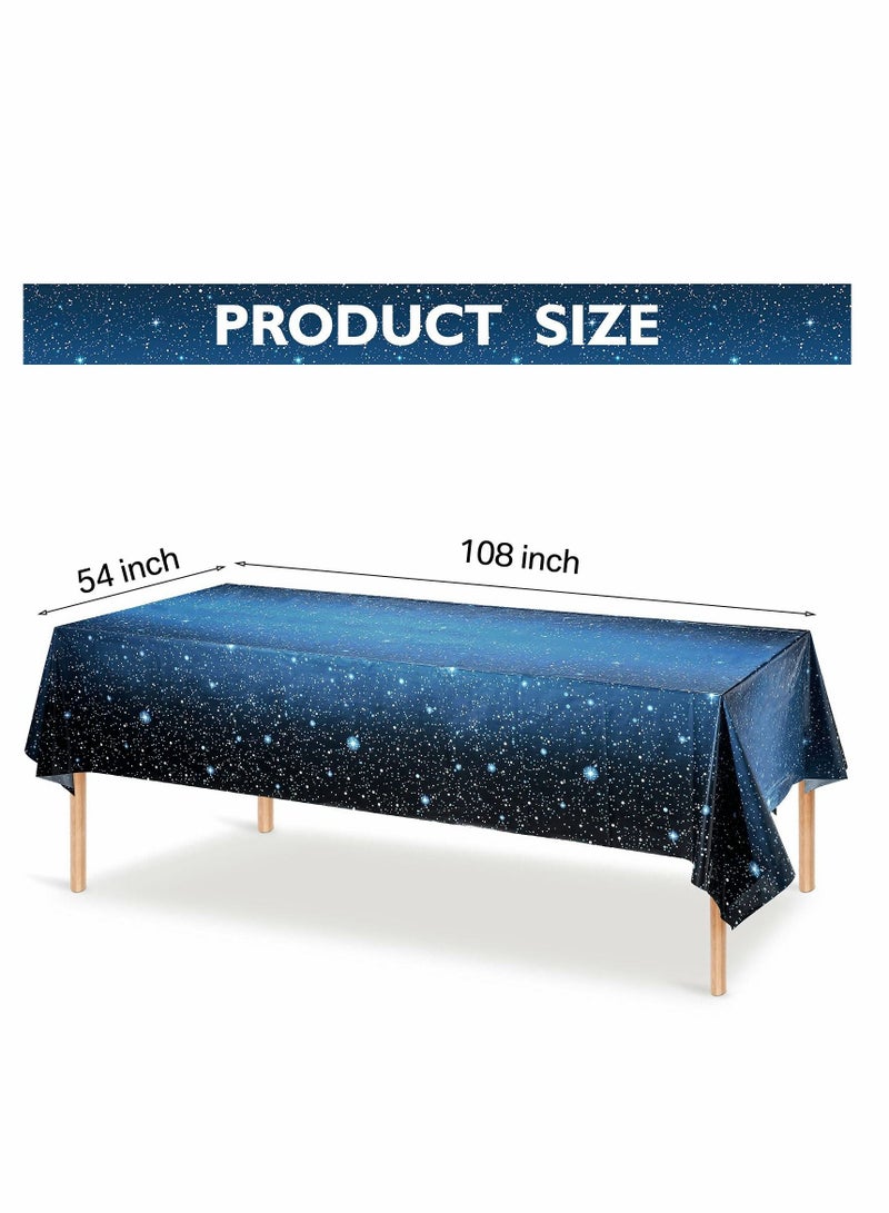 Excefore Space Tablecloth Starry Night Tablecloth Decorations Plastic Galaxy Table Cover Space Stars Theme Party Supplies for Birthday Home Decorations, 54 x 108 Inch, 2 Pieces - Image 2