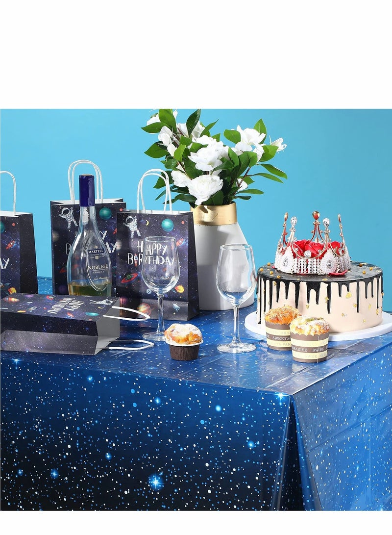 Excefore Space Tablecloth Starry Night Tablecloth Decorations Plastic Galaxy Table Cover Space Stars Theme Party Supplies for Birthday Home Decorations, 54 x 108 Inch, 2 Pieces - Image 5