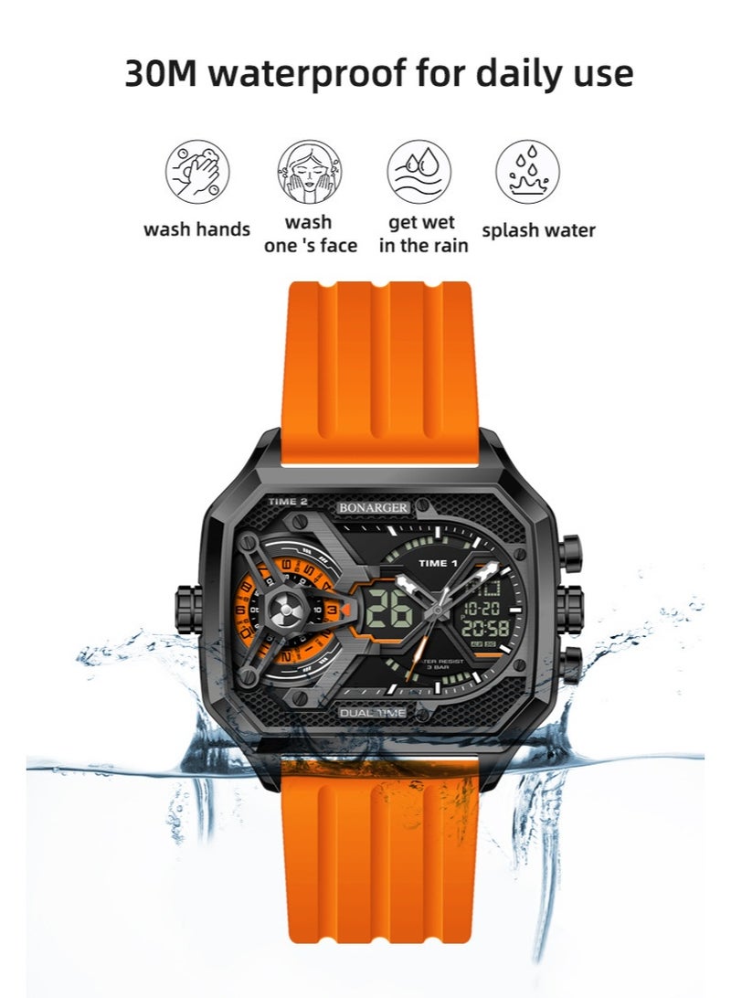 BONARGER New Men's Electronic Multi-Function Sport Luminous Waterproof Personalized Large Dial Watch - Image 4