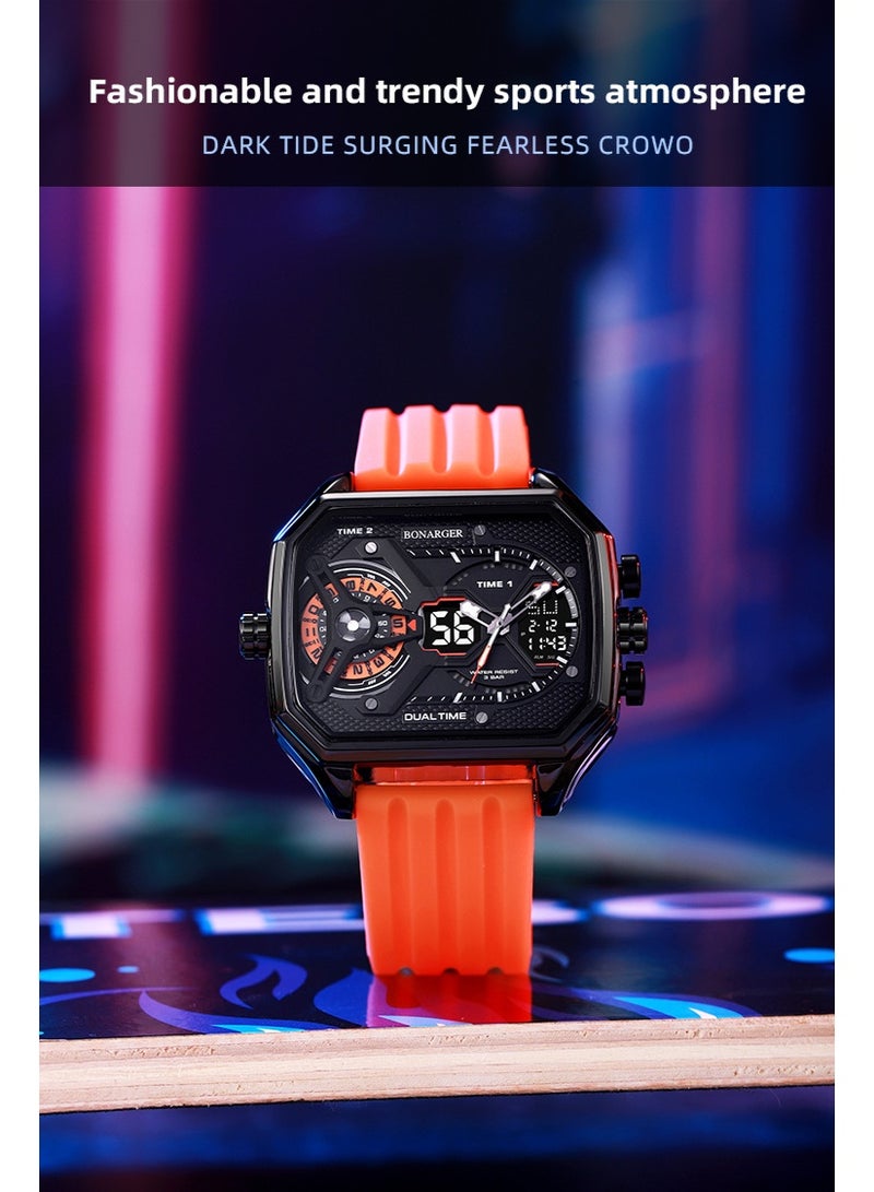 BONARGER New Men's Electronic Multi-Function Sport Luminous Waterproof Personalized Large Dial Watch - Image 2
