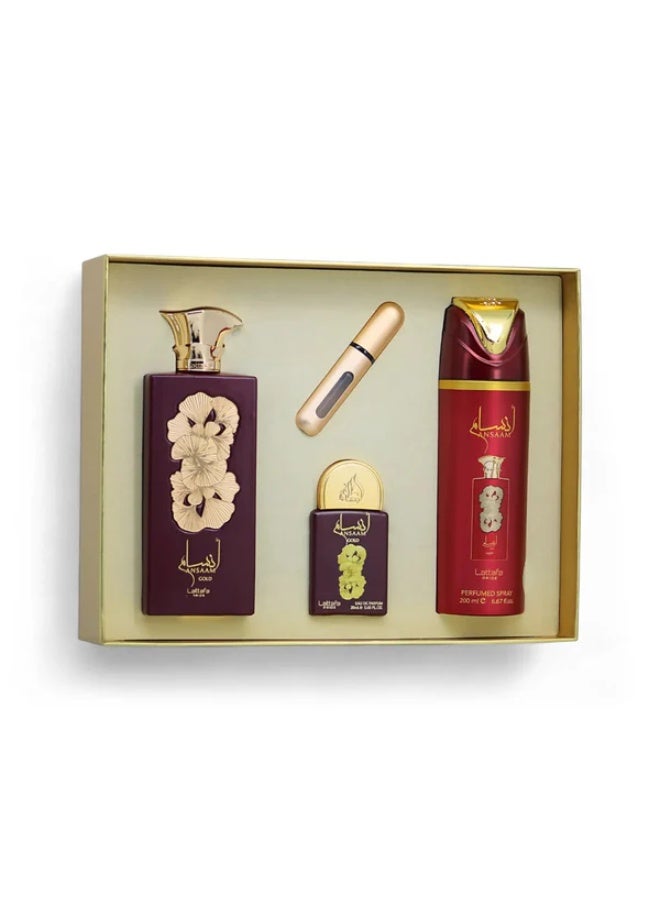 Lattafa PRIDE GIFTSET Ansaam Gold | Set 3-Piece (Edp 100ml + Edp 20ml + Deodorant 200ml) - Image 3