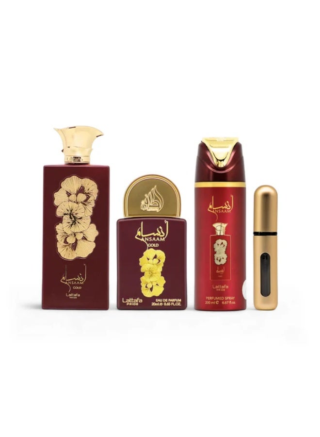 Lattafa PRIDE GIFTSET Ansaam Gold | Set 3-Piece (Edp 100ml + Edp 20ml + Deodorant 200ml) - Image 4