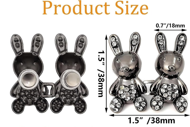 HEAVY DRIVER ® 2pcs Cute Rabbit Button Pins for Jeans Adjustable Bunny Button Pins Waist Buckle for Loose Jeans Pants, Detachable Buttons for Jeans Waist Buckle No Need Sewing Waist Tightener Clip (Rabbit Black) - Image 2