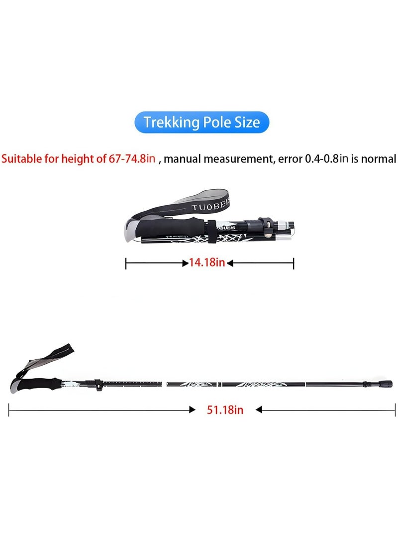 Oasisgalore Collapsible Trekking Pole Adjustable Hiking Pole Foldable Walking Stick for Men Women