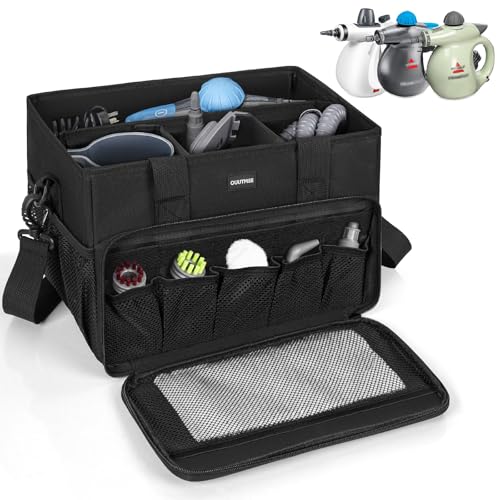 OUUTMEE Carry Bag Compatible with Bissell SteamShot Hard Surface Steam Cleaner 39N7V/39N7A, Adjustable Compartments Steam Cleaner Storage Bag Fits for Phueut Pressurized Handheld Steam Cleaner - Image 1