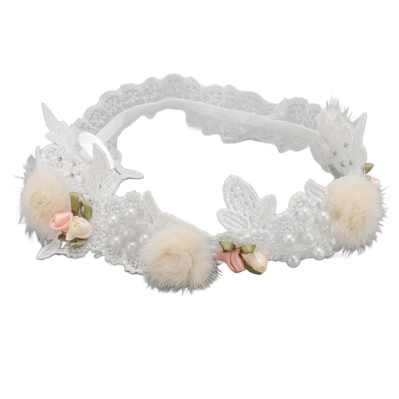 Lace Headband For Baby Girls Christening Ceremony Photo Prop White 1 Count Pack Of 1 - Image 4