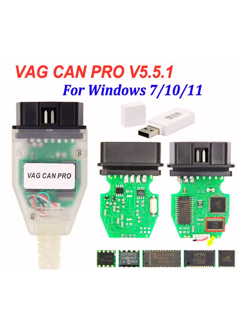 كابل تشخيص أو بي دي 2 USB متوافق مع فولكس فاجن أودي سكودا ودعم Seat, كان باص يو دي إس وK-Line متوافق مع ف ا ج ف ج ب can Pro و32/64 بت نوافذ - Image 4