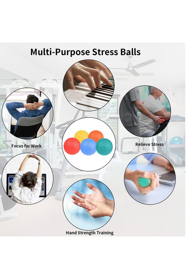 SOLARAE Stress Ball Portable Squeeze Stress Relief Balls Strengthen Hand Exercise and Relieve Tension Hand Exerciser Grip Strengthener Stress Relief 5PCS - Image 2