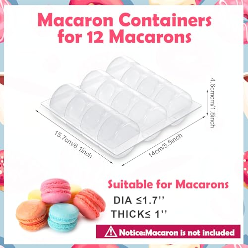 Sherr 24 Pcs Macaron Boxes Clear Plastic Macaron Storage Containers Macaroon Packaging Display Trays for Cookie Wedding Party Gifts - Image 3