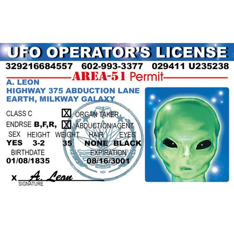 Signs 4 Fun Parody Driver’s License | Alien UFO ID | Fake ID Novelty Card | Collectible Trading Card Driver’s License | Novelty Gift for Holidays | Made in The USA - Image 5