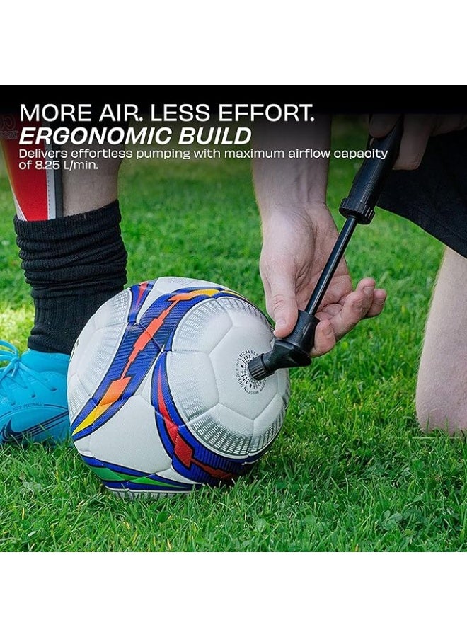 نيفيا مضخة نيفيا ثنائية الحركة للكرات مع إبرة، مضخة هواء لكرة القدم، والكرة الطائرة، وكرة السلة، والرجبي، وكرة القدم، سعة تدفق الهواء للمضخة - 8.25 لتر/دقيقة (أسود) - Image 3