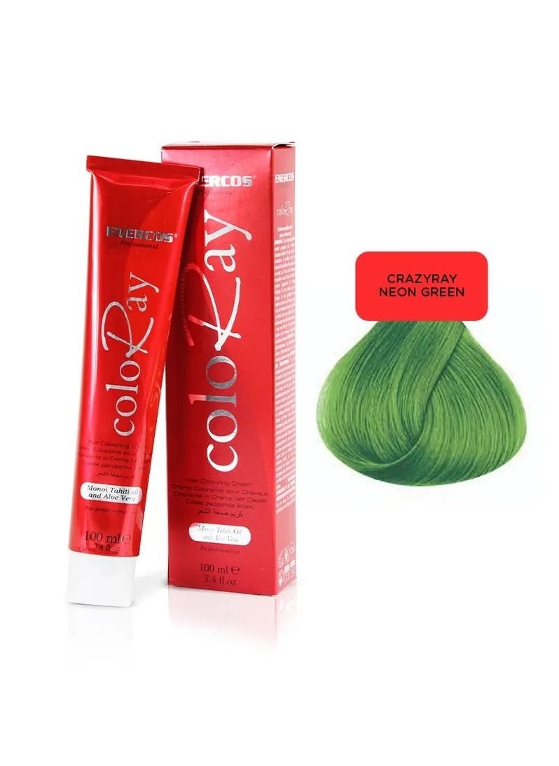 ENERCOS - Professional Colo Ray Direct Hair Color Cream Neon Green 100ml - Image 1