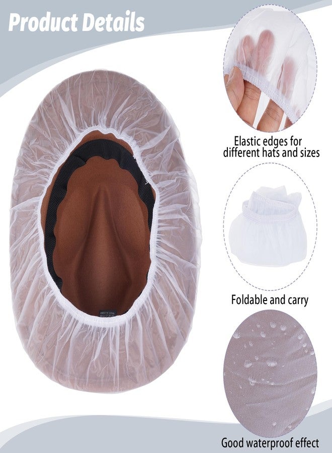 phnydreg Cowboy Hat Rain Covers Plastic Hat Waterproof Cover for Dust Unisex Travel Cowboy Hat Storage White - Image 3