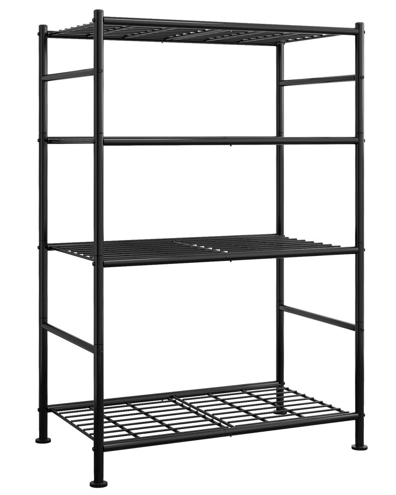 Sakugi Storage Shelves - 4 Tier Shelf Organizer, Heavy Duty Garage Shelving Unit with Leveling Feet, Stable Metal Shelves Organizer for Pantry, Kitchen and Closet, 33.0" W x 12.6" D x 57.2" H, Black - Image 1