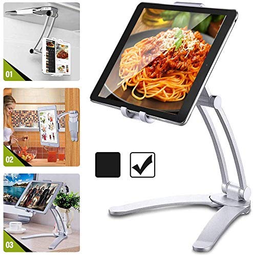 HOLD UP 3-in-1 Elegant 360 Universal Compatible Tablet & Phone Holder Metal Stand with Wall Mount, Desktop Stand & Under Cabinet Modes and Ultra Adjusting Abilities - Image 1