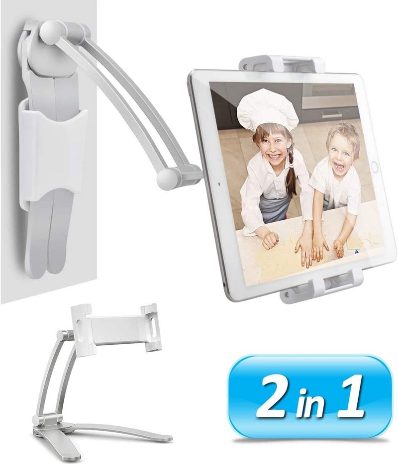 HOLD UP 3-in-1 Elegant 360 Universal Compatible Tablet & Phone Holder Metal Stand with Wall Mount, Desktop Stand & Under Cabinet Modes and Ultra Adjusting Abilities - Image 2