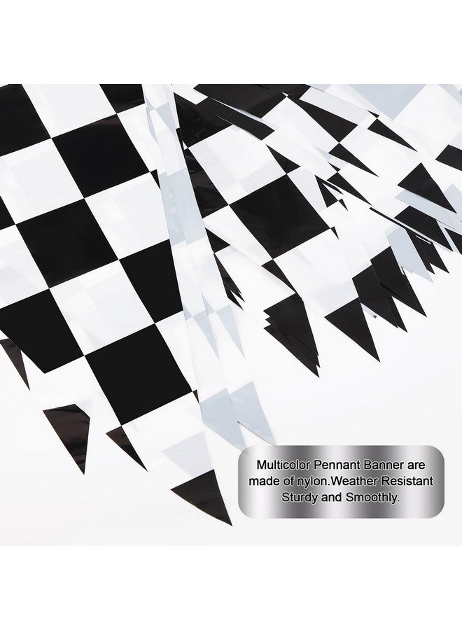 RECER Black and White Checkered Flag Banner, 100ft, Party Decoration Flag, Suitable for Birthday, Picnic, Racing, Sports Occasions, 120 inches x 5 inches - Image 3