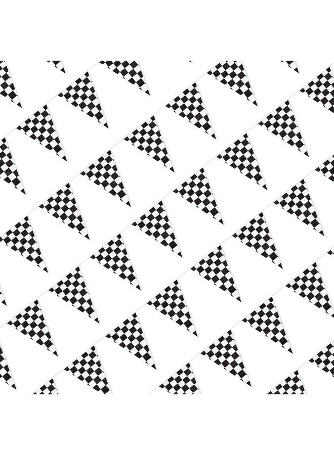 RECER Black and White Checkered Flag Banner, 100ft, Party Decoration Flag, Suitable for Birthday, Picnic, Racing, Sports Occasions, 120 inches x 5 inches - Image 1