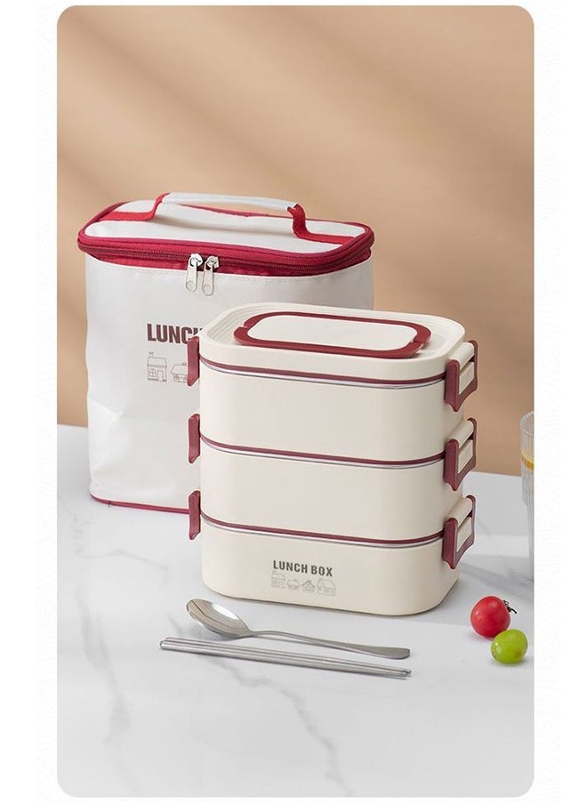 FUNCOT Bento Box Lunch Box, Stackable 2 Layers 316 Stainless Steel Lunch Container for Adult Children's Office, Large Capacity Portable Lunch Box Container with Soup Bowl Spoon and Fork  - Image 1