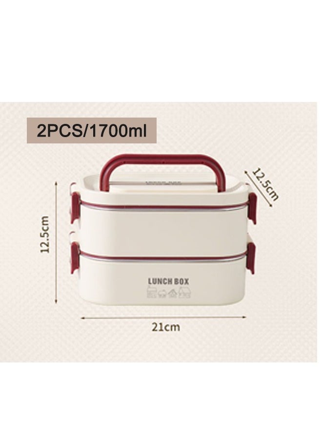 FUNCOT Bento Box Lunch Box, Stackable 2 Layers 316 Stainless Steel Lunch Container for Adult Children's Office, Large Capacity Portable Lunch Box Container with Soup Bowl Spoon and Fork  - Image 5