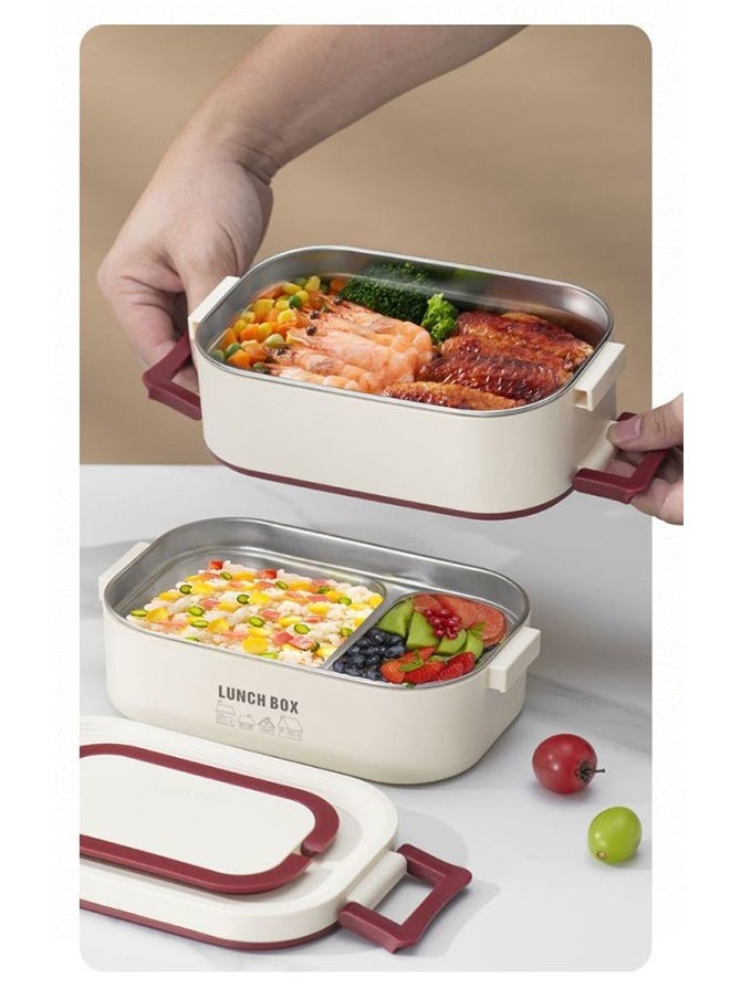 FUNCOT Bento Box Lunch Box, Stackable 2 Layers 316 Stainless Steel Lunch Container for Adult Children's Office, Large Capacity Portable Lunch Box Container with Soup Bowl Spoon and Fork  - Image 2