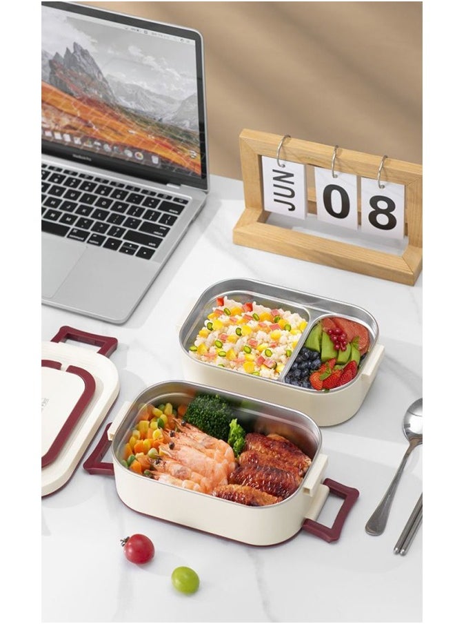 FUNCOT Bento Box Lunch Box, Stackable 2 Layers 316 Stainless Steel Lunch Container for Adult Children's Office, Large Capacity Portable Lunch Box Container with Soup Bowl Spoon and Fork  - Image 4