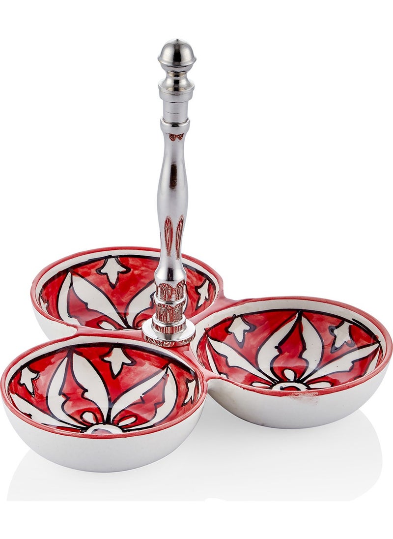 THE MIA Corallo Snack Bowl Red 3 Compartments 19X19X19 cm  - Image 1