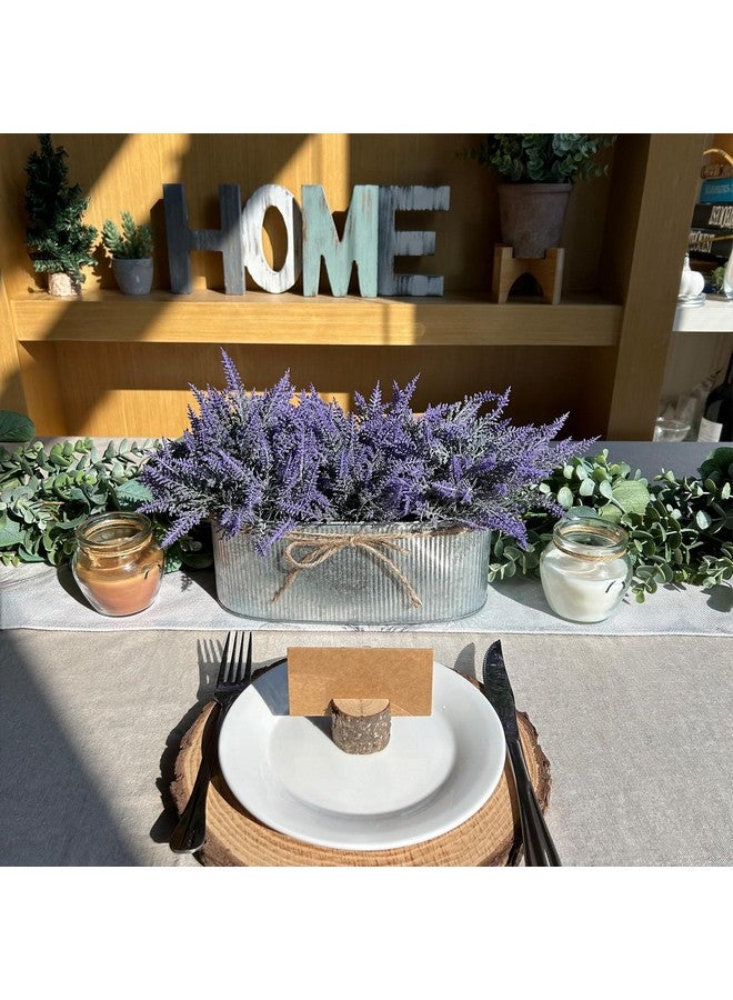 وينلين تنسيق زهور اللافندر الصناعية من وينلين، مقاس 10 بوصات، في صندوق زرع معدني بيضاوي الشكل مجلفن، نباتات لافندر صناعية مزروعة في أصص، مناسبة لطاولة الربيع في المزرعة، أو كقطعة مركزية لحفلات الزفاف أو المكتب أو المطبخ. - Image 4