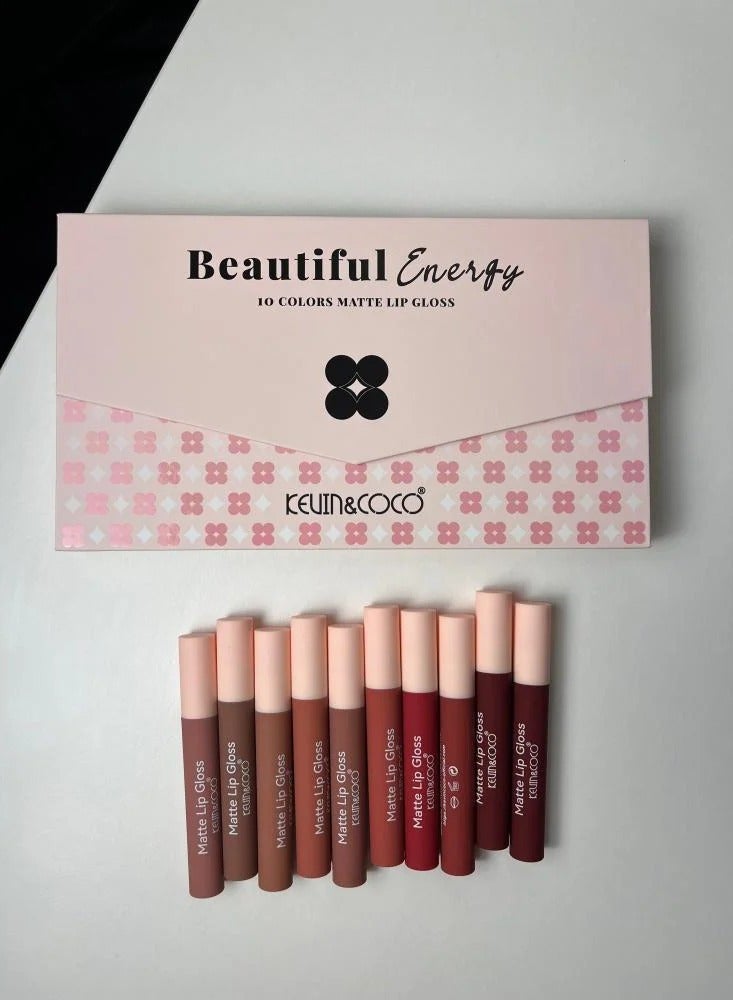 Kevin & Coco Beautiful Energy 10 Colors Matte Lip Gloss - Image 1