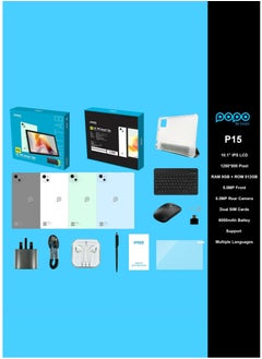popo P15 5G IPS LCD Premium Android 10 Inch Smart Tablet With  8GB Ram 512GB Rom Grey  - Image 4