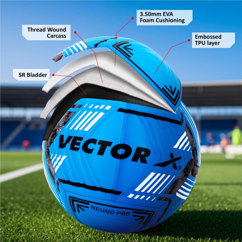VECTOR X Premium Neuno Pro TPU 3D Embossed Machine Stitched Football - Size 5 - Image 2